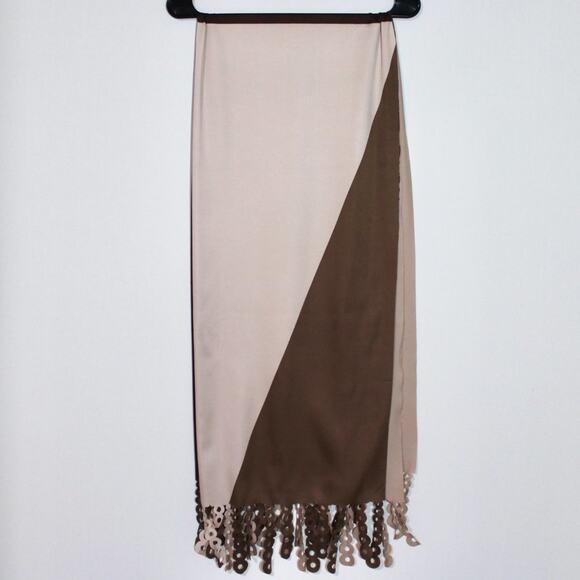 Brown Tones Brown Geometric Shawl Scarf Asymmetric - Picture 5 of 5